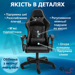Геймерське крісло 4Points GT Чорне - мініатюра 10