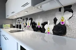 Кухонний фартух Доріжка з Каменів вінілова наклейка Орхідеї краплі роси Сірий 60х200 см Happy Pocket Z180691 - мініатюра 6