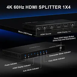 HDMI спліттер AVIDGRAM 1×4 4K@60Hz з EDID та Downscaler - мініатюра 5