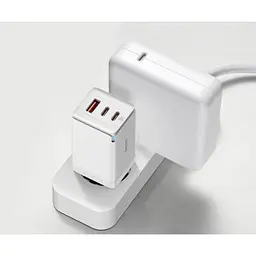 Зарядний пристрій Baseus 2xUSB-C 65W + 1xUSB GaN + cable USB-C to USB-C 100W 1.0m white (CCGP120202) - мініатюра 8