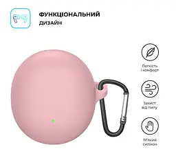 Силіконовий чохол для навушників OPPO Enco Air3, Hang Case, рожевий, ультратонкий захисний кейс товщиною 2 мм, захист від подряпин, пилу та ударів, компактний, з карабіном для кріплення, ArmorStandart (ARM79942) - мініатюра 2
