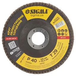 Круг зачистний Sigma пелюстковий торцевий Т29 (конічний) 125мм P40 (9172621) - мініатюра 2