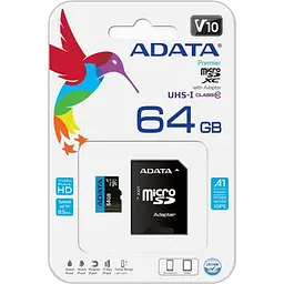 Карта пам'яті ADATA 64GB microSD class 10 UHS-I A1 Premier (AUSDX64GUICL10A1-RA1) - мініатюра 5