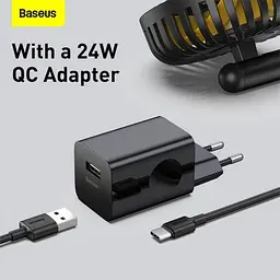 Вентилятор із бездротовою зарядкою Baseus HerXiaomit wireless charger with oscillating fan WXYZ-B01 Black - мініатюра 5
