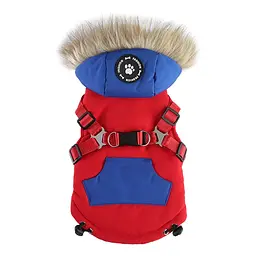 Зимовий жилет для собак з капюшоном та хутром Derby Red/Blue, M Червоний/синій - мініатюра 2