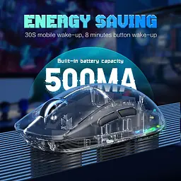 Комп'ютерна мишка Onikuma ігрова CW-26 бездротова Bluetooth + 2.4GHz 4800 DPI RGB підсвітка прозора для ПК та ноутбука - мініатюра 4