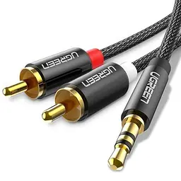 Кабель аудіо Ugreen AV116 2RCA to 3.5 mm стерео розгалужувач 1 м (60240)