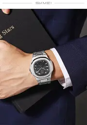 Наручний годинник чоловічий Skmei 2423 Silver Black, 2423SIBK (18372) - мініатюра 5
