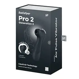 Вакуумний стимулятор клітора з вібрацією Satisfyer Pro 2 Generation 3 with Liquid Air чорний - мініатюра 5