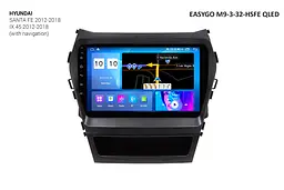 Штатна автомагнітола EasyGo M9-3-32-HSFE QLED Hyundai Santa Fe, iX-45 2012-2018