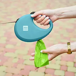 Повідець-рулетка для собак Waudog R-leash з контейнером для пакетів, світловідбивна стрічка, L до 40 кг, 5 м блакитний - мініатюра 9