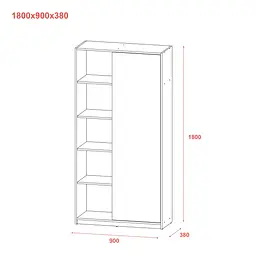 Розпашна Шафа Doros Студент Графіт/Білий 90х38х180 (44900273) - мініатюра 9