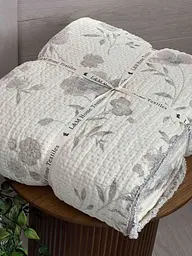 Плед двосторонній мусліновий євро L&M Home Textiles 20297 200х220 см світло-сірий