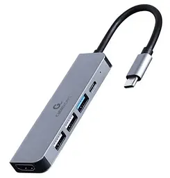 Хаб USB "5-in-1", Grey, Type-C 3.1 - 1xType-C (87 Вт) / 1xUSB 3.1 / 2xUSB 2.0 / HDMI 4K Cablexpert teh0027586