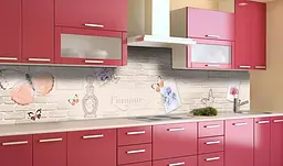 Вініловий кухонний фартух Happy Pocket Метелики Цегла наклейка для кухні ПВХ Текстури Бежевий Z181817 - мініатюра 4