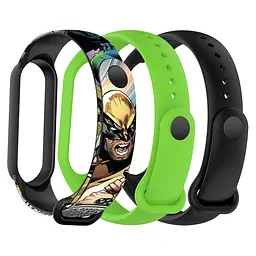 Комплект силіконових ремінців для фітнес браслетів Xiaomi Mi Band 5/6/7, Silicone, wolverine, зі зручною застібкою, на фітнес трекер та смарт годинник, ArmorStandart (ARM87047)