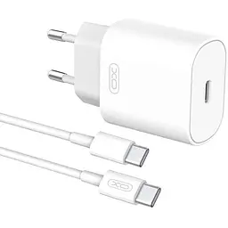 Зарядний пристрій XO L91 25W TYPE-C fast charger + TYPE-C cable White - мініатюра 3