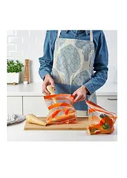 Пакети для зберігання продуктів IKEA багаторазові з застібкою, 2,5 л, прозорі/помаранчеві, 25 шт - мініатюра 5
