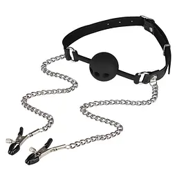 Кляп з затискачами для сосків Wild Play Mouth Gag With Nipple Clamps C15