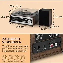 Стереосистема програвач вінілу Auna Oxford SE DAB+/FM BT (10040052) - мініатюра 5