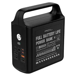 Павербанк ACL PW-155 CORE+ 100000 мА·год 22.5W Power Bank зі швидкою зарядкою, 4 USB, 2 Type-C, вбудованими кабелями та LED-світильником Чорний (UFTPW-155)