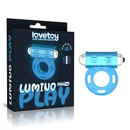 Неонове ерекційне кільце з вібрацією Lovetoy Lumino Play блакитний - мініатюра 12