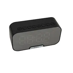 Настільний годинник електронний з будильником, Bluetooth колонкою та FM-радіо, чорний - мініатюра 6