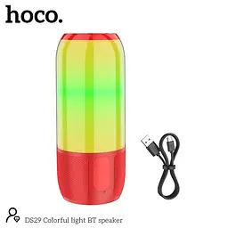 Портативна акустика Hoco Colorful light BT speaker DS29 бездротова червона - мініатюра 3