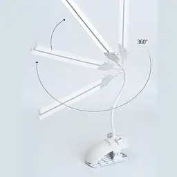 Настільна USB LED лампа гнучка, подвійна з акумулятором та прищіпкою біла - мініатюра 6