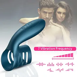 Насадка на пеніс B - Series Fox Foxshow Wibrator Silicone Ring 11 см синій - мініатюра 8