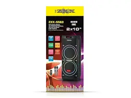 Акустична переносна колонка ZXX-5560 2x10" TWS/FM/USB/TF/BT/REC/LED/2MIC/ДУ 100Вт бездротова колонка - мініатюра 2