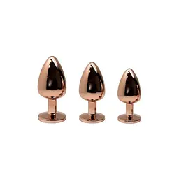 Металева анальна пробка Wooomy Tralalo Rose Gold Metal Plug Magenta S, діаметр 2,8 см, довжина 7 см - мініатюра 3