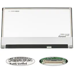 Матриця 15.6 LP156WF9-SPN1 1920х1080, 30pineDP, IPS, LED, SLIM без дод. панелі, вушки сверху, глянець, роз'єм праворуч знизу для ноутбука