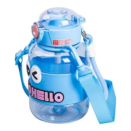 Дитяча пляшка для води HELLO-HELLO 680 мл з ремінцем, блакитний Yiwu HP-14-46BL - мініатюра 6
