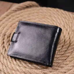 Чоловічий гаманець з натуральної гладкої шкіри у два додавання ST Leather 19409 чорний - мініатюра 10