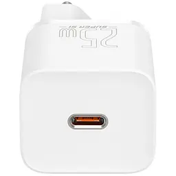 Мережевий зарядний пристрій Baseus Super Si Quick Charger 1C 25W White (CCSP020102) [78688] - мініатюра 3