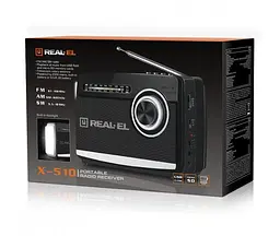 Радиоприемник портативный REAL-EL X510 Black с фонариком - мініатюра 9