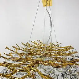 Видовжена золота люстра DIAMINA з кришталевим камінням у корпусі 120 см | Арт. 33007-L1200*400 GD | Line F - мініатюра 4