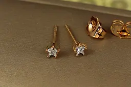 Сережки гвоздики Xuping Jewelry зірочки 3 мм золотисті - мініатюра 3