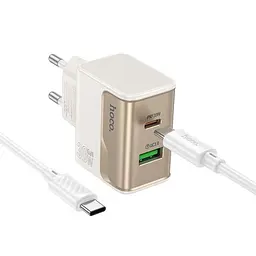 Зарядний пристрій Hoco CS73A USB/ Type-C PD 30W QC білий + кабель Type-C to Type-C
