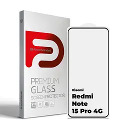 Захисне скло для Xiaomi Redmi Note 15 Pro 4G, Edge Glue Curved, з вигнутими краями і заокругленнями з боків, на весь екран, глянцеве скло з рамкою, загартоване, ударостійке, олеофобне покриття, клейовий шар по контуру, ArmorStandart (ARM90804)