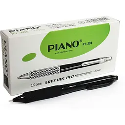 Ручка масляна PIANO чорний 0,7мм автомат, PT-301