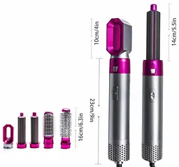 Фен-щітка-браш стайлер Hot Air Styler 5 в 1 мультистайлер для завивки локонів об'єму та укладки волосся 1000 Вт - мініатюра 4