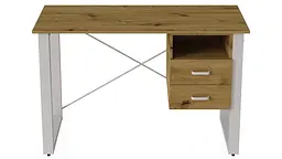 Письмовий стіл із ящиками Ferrum-decor Оскар 750x1400x700 метал Білий ДСП Дуб Артізан 16 мм (FRD-103287)