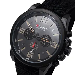 Наручний годинник чоловічий Curren Monreal Armor Black 2 ремінці Чорний (3598) - мініатюра 2