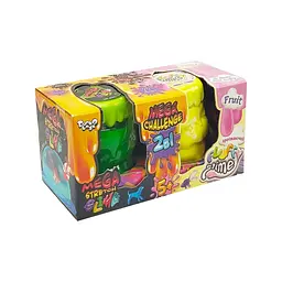 В'язка маса 2 в 1 "Mega Stretch Slime" та "Fluffy Slime" Danko Toys FLS-03-01U Жовтий-зелений