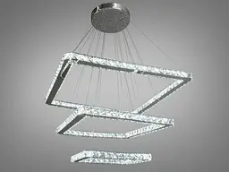 Люстра стельова LED Diasha 7220-9W/650+500+340HR Люксовий Каскад, 110W, кришталева, хром, сучасний стиль - мініатюра 2