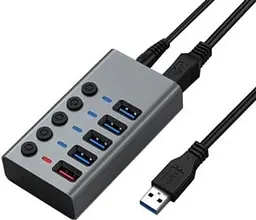 Хаб USB Dynamode DM-UH-P405-G, Grey, USB 3.0 - 5xUSB 3.0, кабель 1 м, блок живлення - мініатюра 2