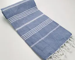 Рушник пештемаль Turkey Towel 100х180 см легкий великий для пляжу басейну бані сауни підстилка на дачу пікнік природу відпустку море Organik блакитний - мініатюра 4