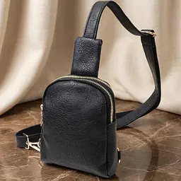 Невелика жіноча сумка через плече на два відділення з екошкіри Vintage 22784 чорна